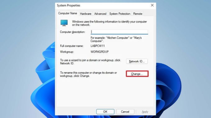 Thay đổi tên máy tính trên Windows 11 bằng Control Panel