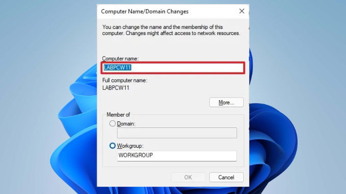 Thay đổi tên máy tính trên Windows 11 bằng Control Panel