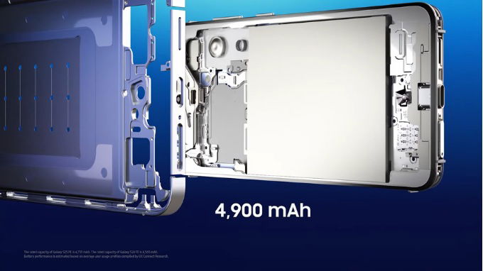 Một trong những điểm nhấn lớn nhất của Galaxy S25 FE là viên pin dung lượng 4.900 mAh