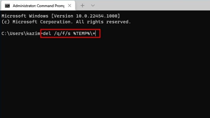 Xóa tệp tạm thời bằng Command Prompt