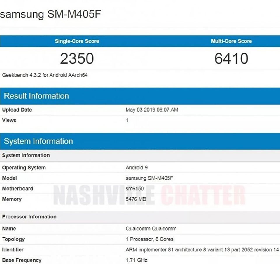 Galaxy M40 lộ cấu hình trên Geekbench: Snapdragon 675, RAM 6GB