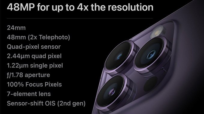 Dòng iPhone 15 sử dụng ống kính 48MP