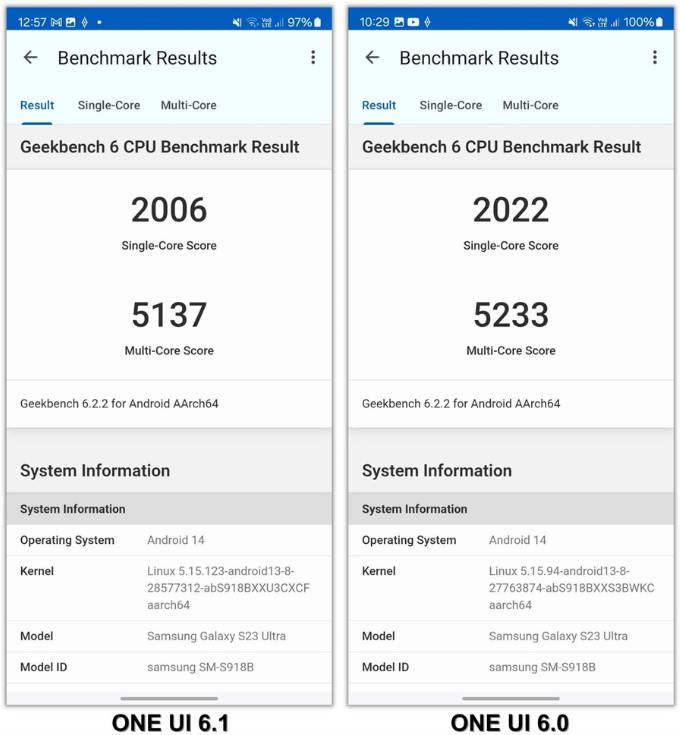 Bài kiểm tra GeekBench 6 của Galaxy S23 Ultra trên One UI 6.1