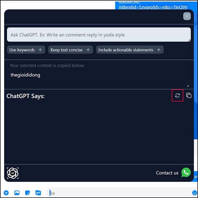 Sử dụng ChatGPT trong ứng dụng Messenger