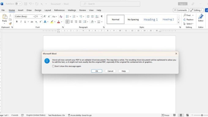 Bước 3 chuyển file PDF sang Word bằng Microsoft Word