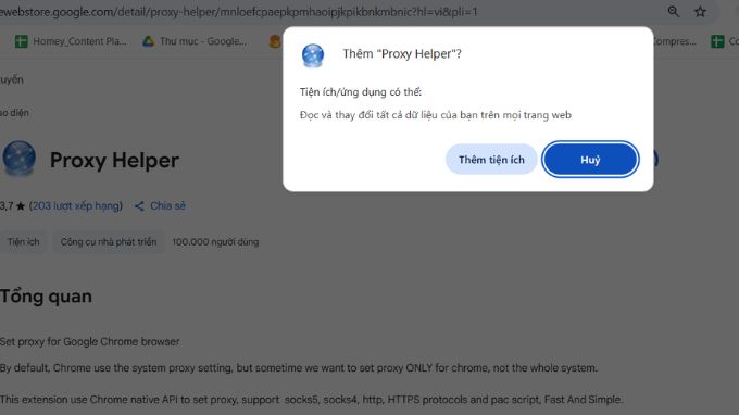 Thêm Proxy Helper vào máy tính