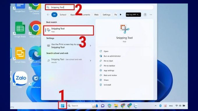 Cách chụp màn hình máy tính Win 11 với Snipping tool