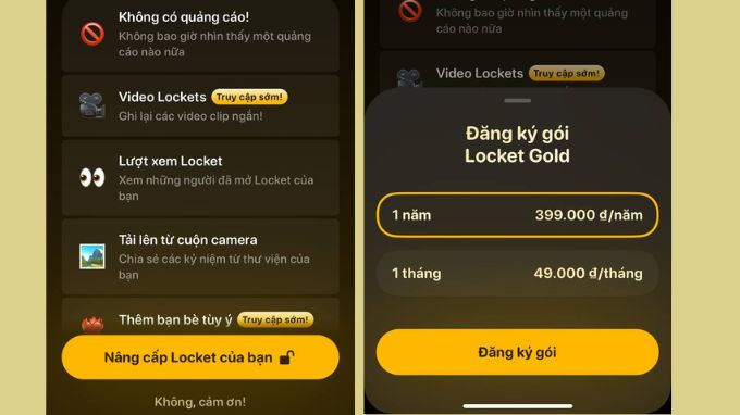 Nâng cấp gói Locket Gold để đăng ảnh có sẵn lên Locket
