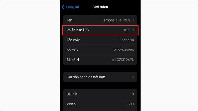 Kiểm tra phiên bản iOS trên iPhone