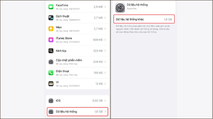 Cách kiểm tra dữ liệu hệ thống trên iPhone