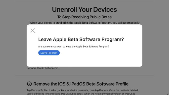 Cách rời khỏi Apple Beta Software Program