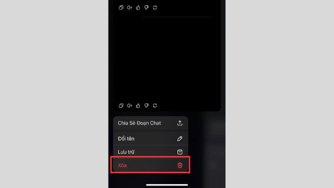 Cách xóa một đoạn chat trong ChatGPT trên điện thoại