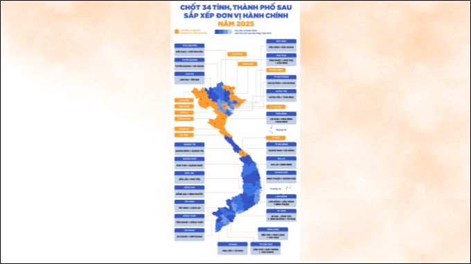 Danh sách 34 tỉnh thành sau sáp nhập