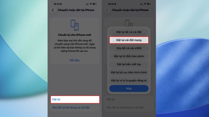 Đặt lại cài đặt mạng để khắc phục lỗi iOS 26