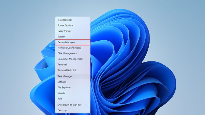 Nhấn tổ hợp phím Windows + X để chọn Device Manager