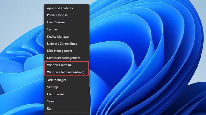 Nhấn chuột phải vào nút Start sau đó chọn Windows Terminal