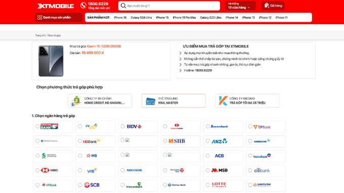 Mua Xiaomi 15 trả góp qua thẻ tín dụng