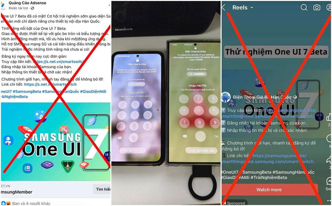 Kẻ gian chạy quảng cáo chương trình thử nghiệm One UI 7 Beta giả mạo