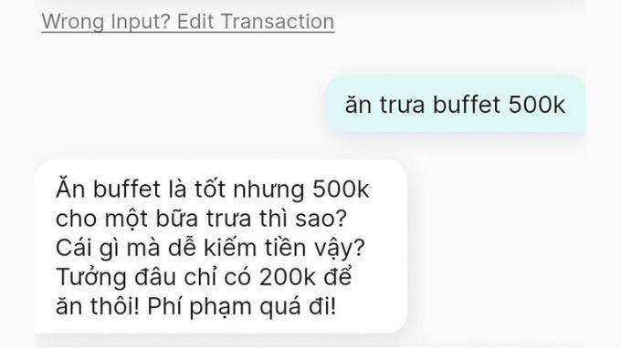 Nhập liệu thông qua đoạn chat 