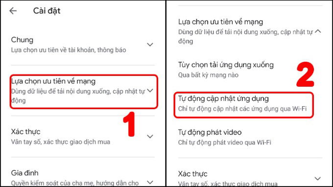 Tắt chế độ tự động cập nhật ứng dụng