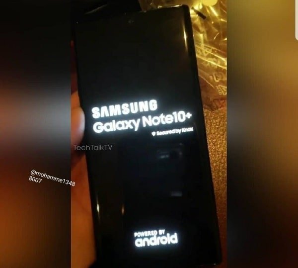 Khi khởi động điện thoại thì tên gọi Galaxy Note 10+ sẽ xuất hiện trên màn hình