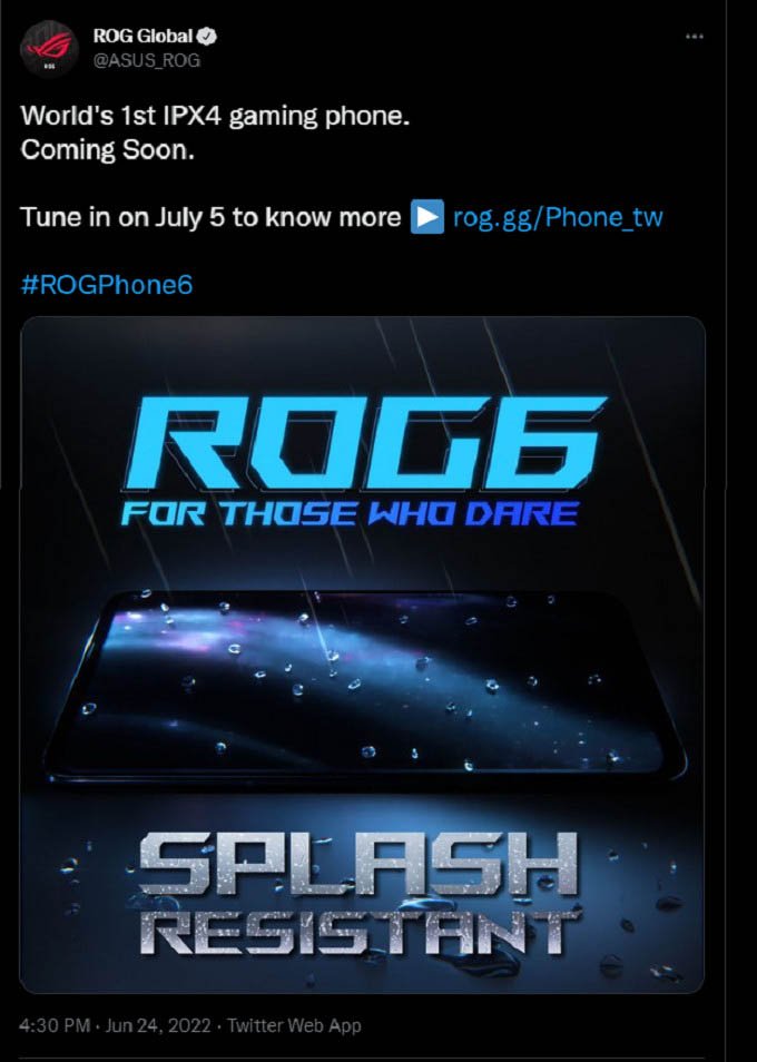 Asus ROG Phone 6 là smartphone gaming đầu tiên đạt chứng nhận IPX4