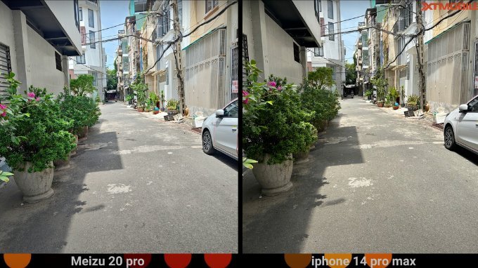 So sánh ảnh chụp trên iPhone 14 Pro Max và Meizu 20 Pro