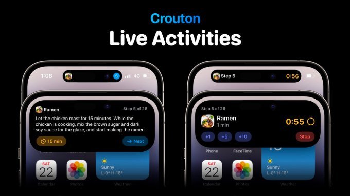 Ứng dụng Crouton tổng hợp các công thức ẩm thực trên iPhone 14 Pro