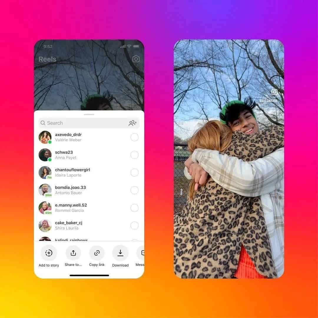 Instagram Reels đã cho phép tải về như Tiktok