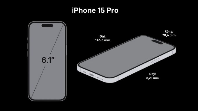 Kích thước iPhone 15 Pro