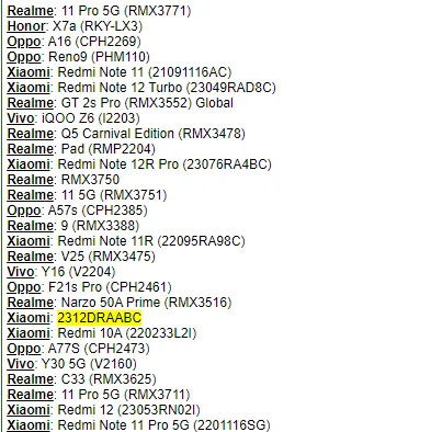 Redmi Note 13 xuất hiện trong cơ sở dữ liệu IMEI
