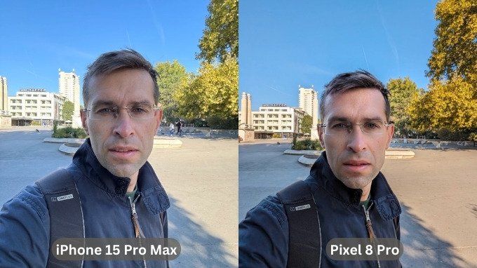 Ảnh chụp selfie trên iPhone 15 Pro Max và Google Pixel 8 Pro