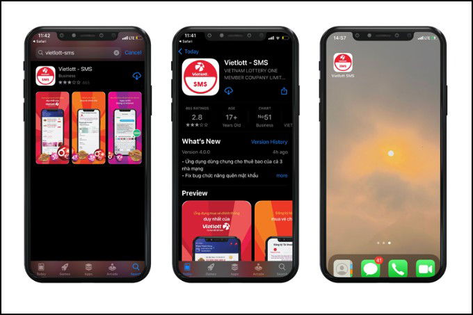 Tải ứng dụng Vietlott SMS thông qua App Store hoặc CH Play