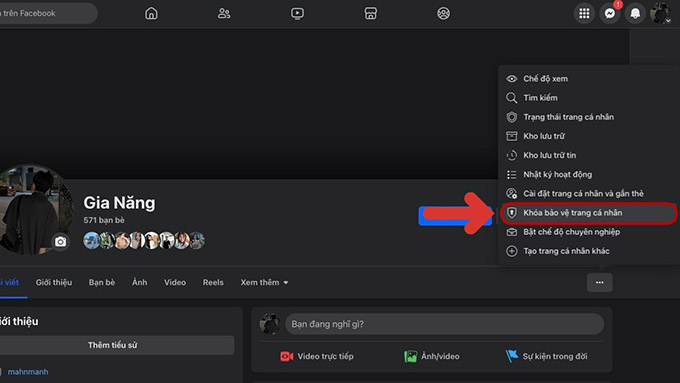 Cách bật​ khóa bảo vệ trang cá nhân Facebook trên máy tính
