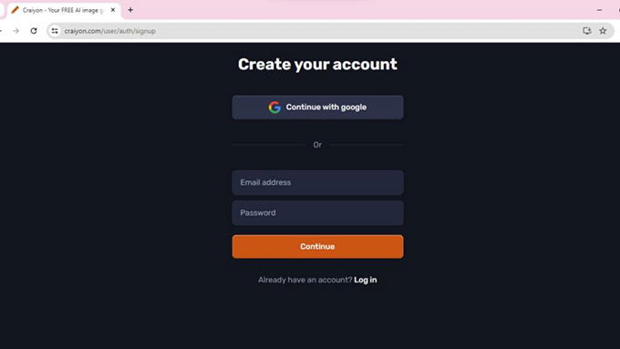 Hướng dẫn cách đăng nhập phần mềm Craiyon AI