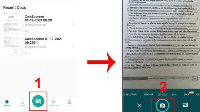 Dùng ứng dụng CamScanner