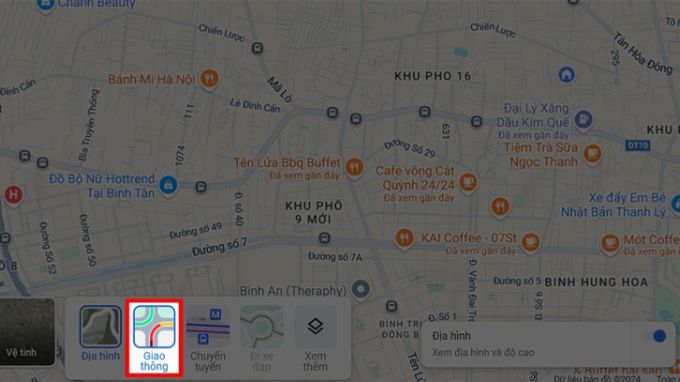 Cách xem kẹt xe trên Google Maps với máy tính