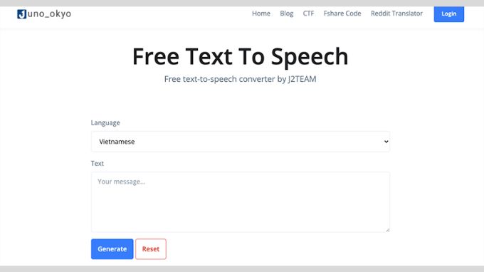 Free Text To Speech J2TEAM