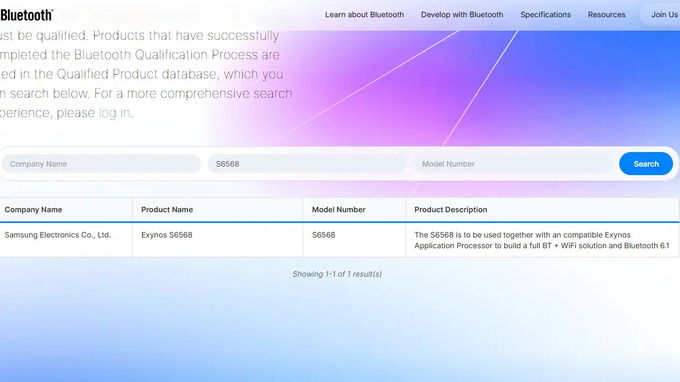 Chip kết nối Exynos S6568 vừa xuất hiện trong danh sách chứng nhận của Bluetooth SIG