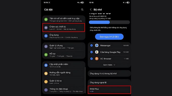 Thủ thuật mở rộng RAM trên Galaxy A36