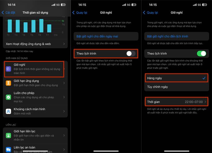 Thiết lập thời gian tạm ngừng hoạt động (Downtime)