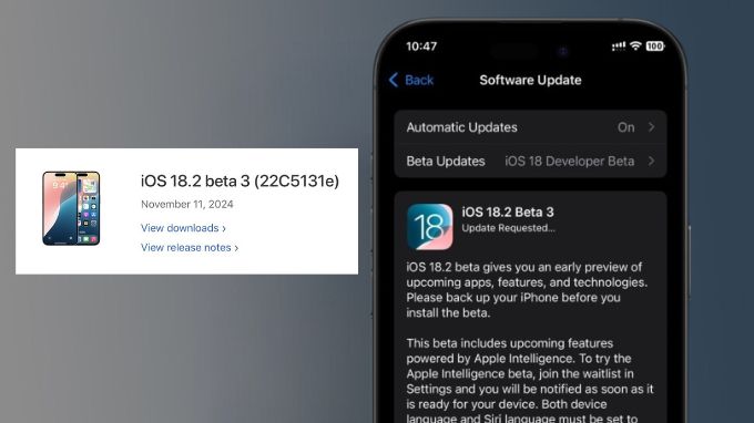 Apple chính thức phát hành bản thử nghiệm iOS 18.2 beta 3 dành cho các nhà phát triển!