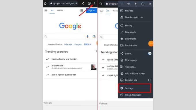 Cách cài đặt tiếng Việt cho Google Chrome trên điện thoại Android