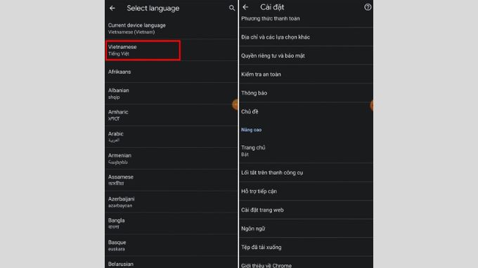 Cách cài đặt tiếng Việt cho Google Chrome trên điện thoại Android