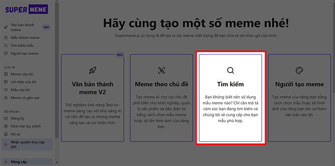 Cách tìm kiếm và tạo ảnh meme online bằng Super Meme