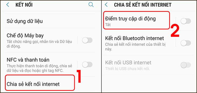 Cách chia sẻ mạng 4G trên điện thoại Samsung