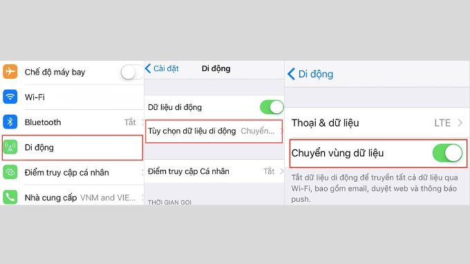 Chuyển vùng dữ liệu trên iPhone