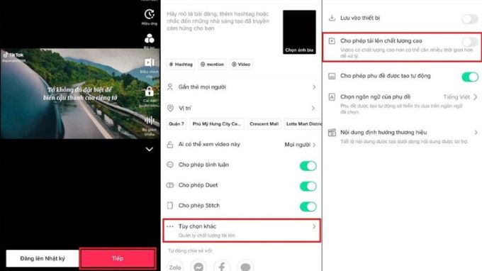 Bật tính năng cho phép tải lên chất lượng cao trên TikTok