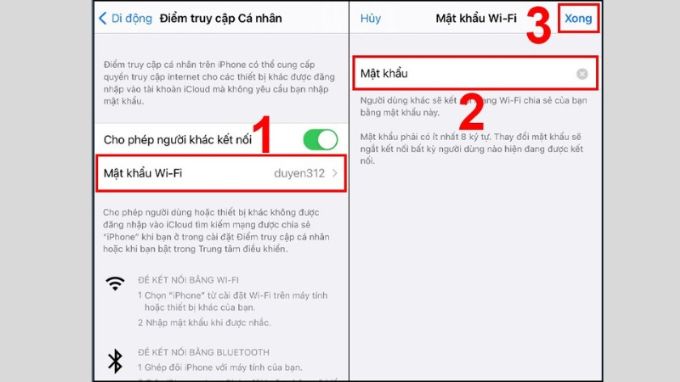 Thiết lập mật khẩu mới cho điểm truy cập