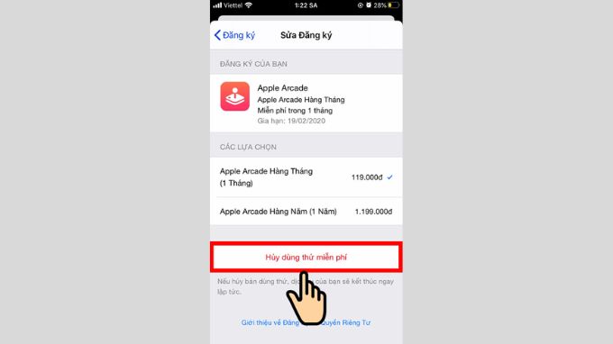 Cách hủy gia hạn ứng dụng dùng thử trên iPhone trong App Store